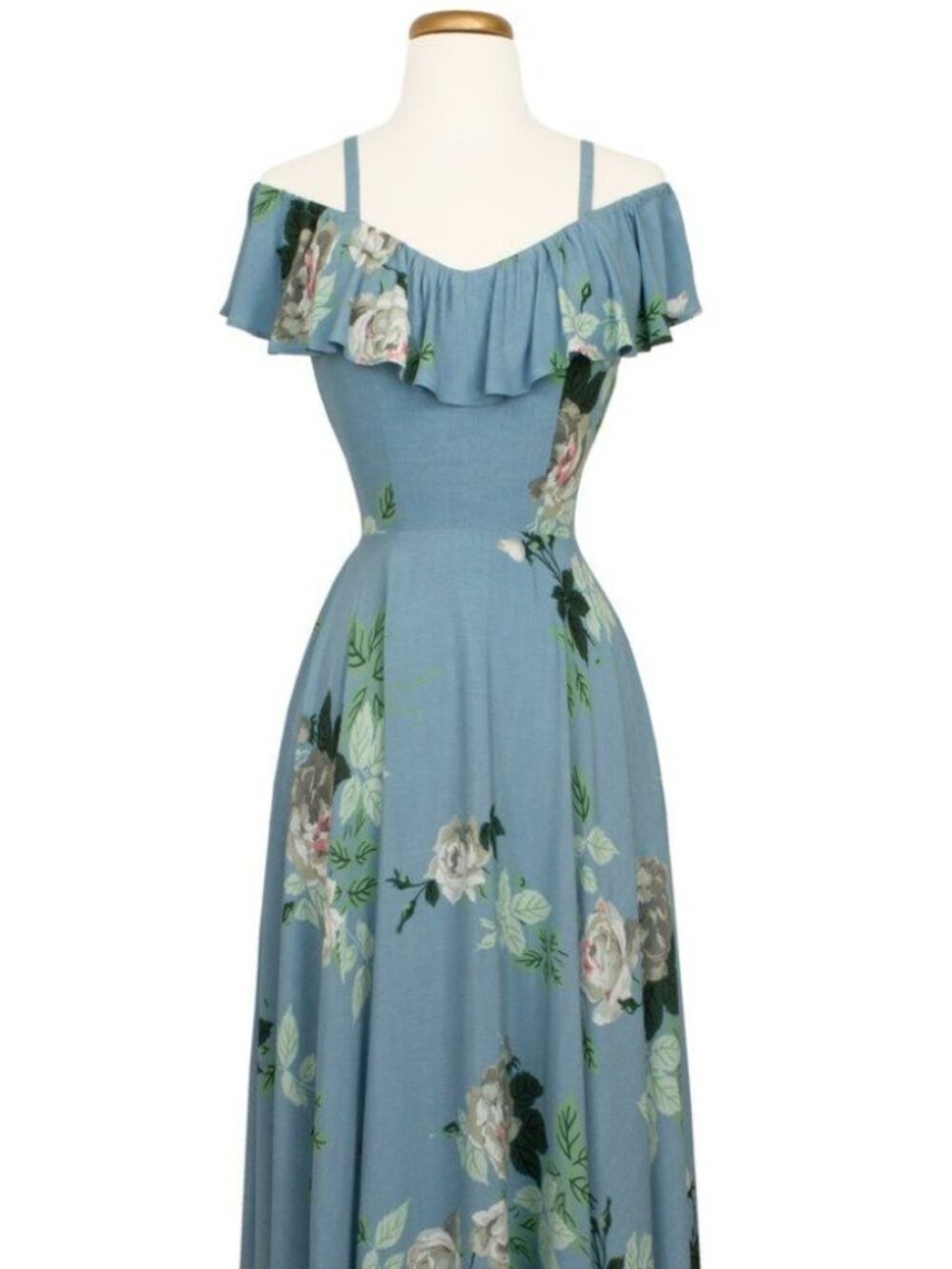 Trashy Diva French Blue Roses Hollywood Maxi Dress - Picture 3 of 8